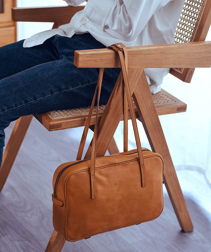 Shoulder Elegant Orange Leather Square Durable Bags