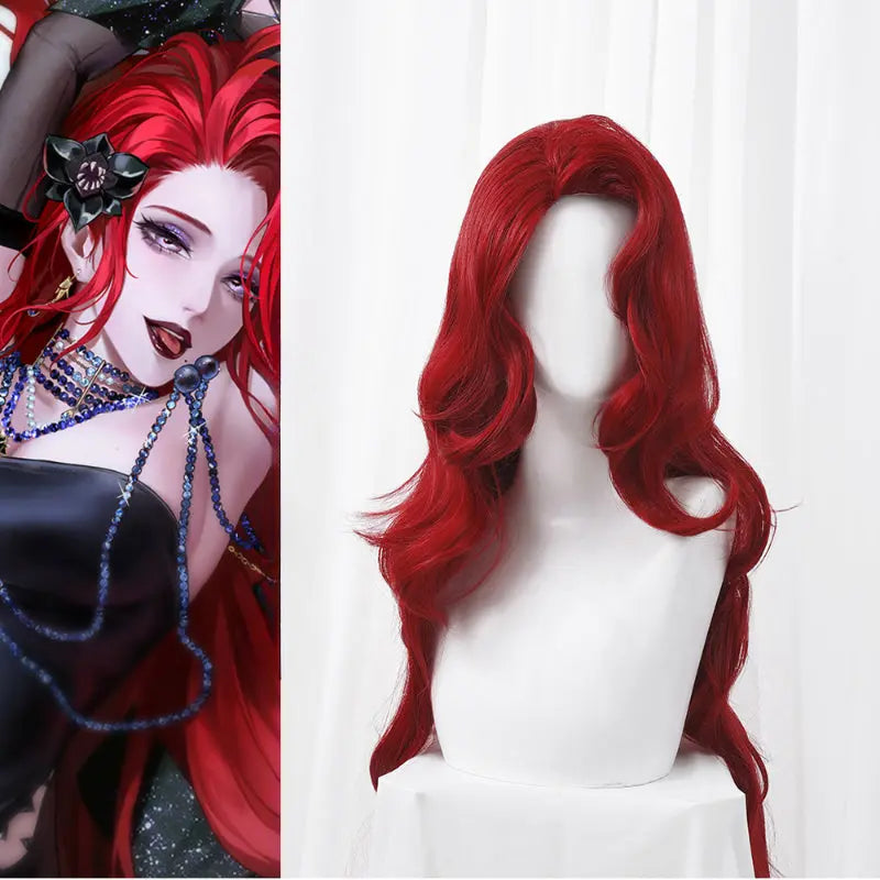 Kawaii Aesthetic Y2K Cute Fairy Elegant Princess Bloddy Red Curly Wig ON1185 spreepickyshop