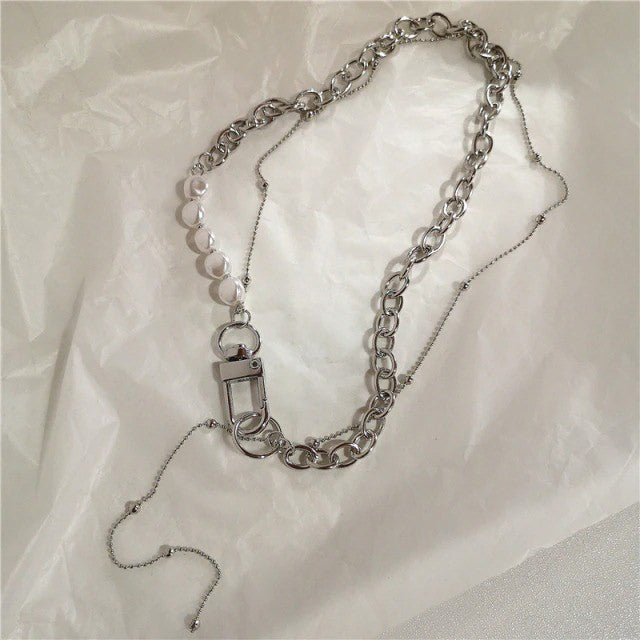 Heart Pearl Chain Necklace