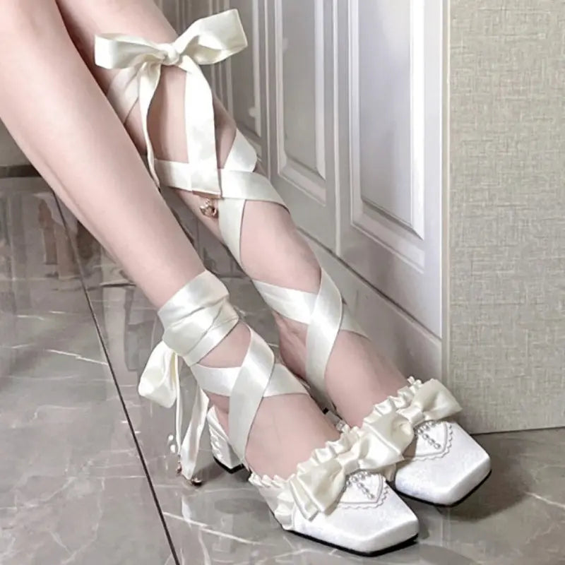 Kawaii Aesthetic Y2K Cute Fairy Fairy Lace-up Ballet Lolita Shoes MK Kawaii Store