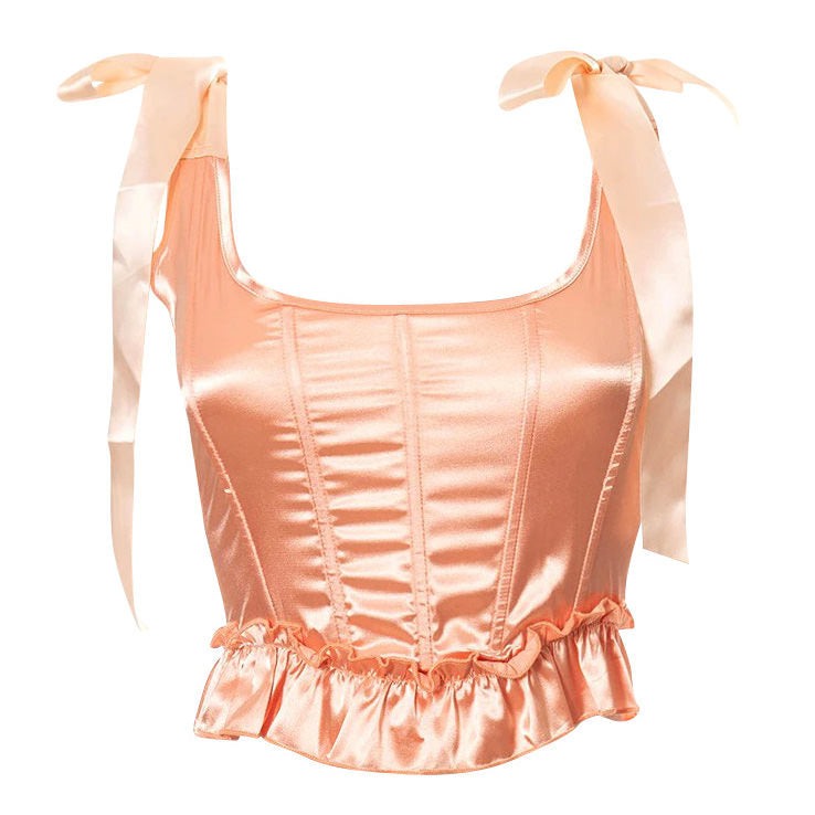 Elegant Bow Satin Corset Top