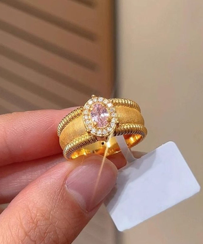Gold Silver Open Zircon Rings Overgild Fashion Sterling