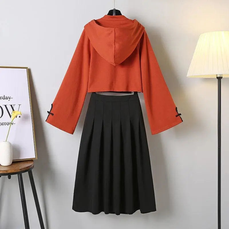 Fashioned Hoodie With Skirt Suit MK15246