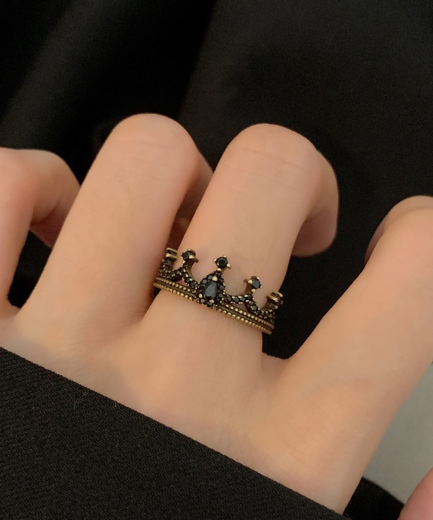 Out Fine Set Two Piece Rings Crown Ancient Gold Hollow Metal Butterfly