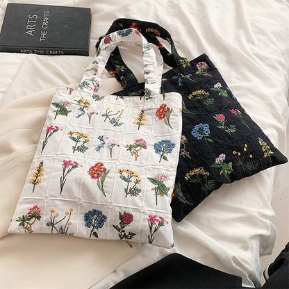 Floral Embroidered Tote Bag