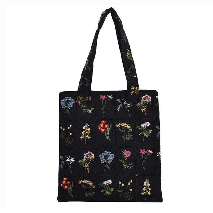 Floral Embroidered Tote Bag