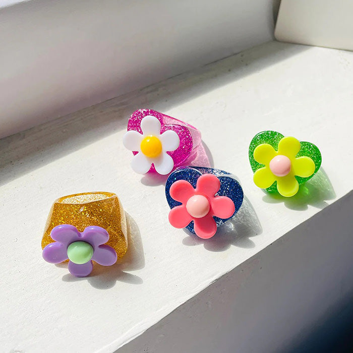 Kawaii Flower Chunky Rings