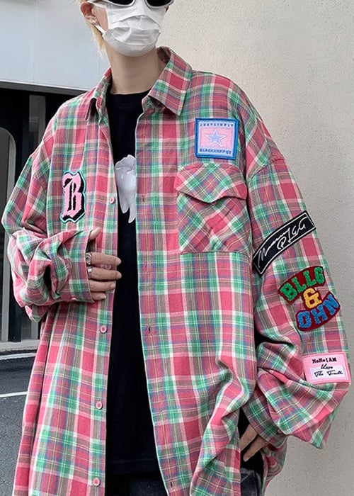 Cotton French Shirt Pockets Men Plaid Navy Spring