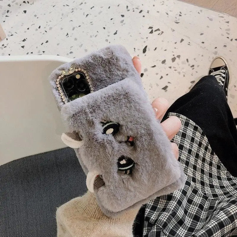 Furry Wrist Cat Embroidery Iphone Phone Case MK15211
