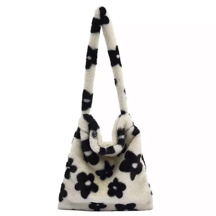 Fuzzy Flower Shoulder Bag