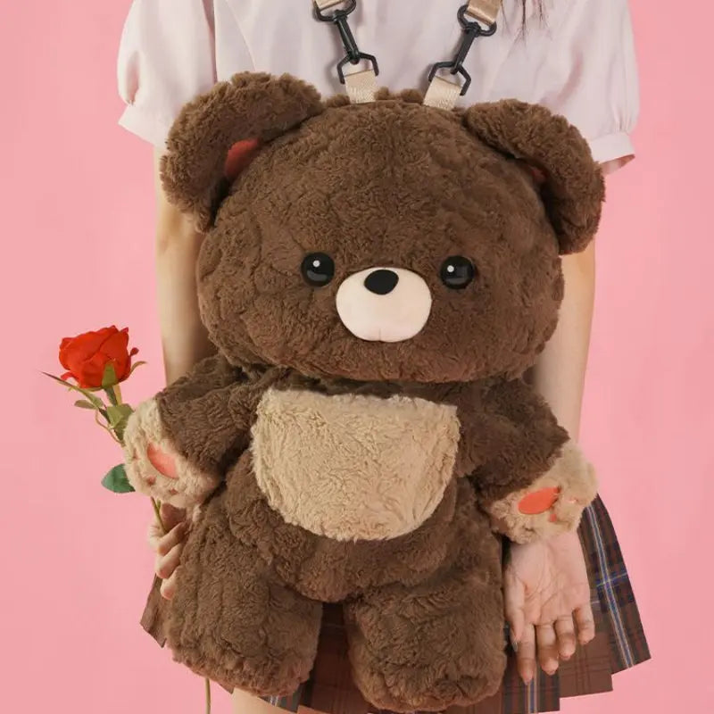 Kawaii Aesthetic Y2K Cute Fairy Gaint Brown Bear Backpack MK Kawaii Store