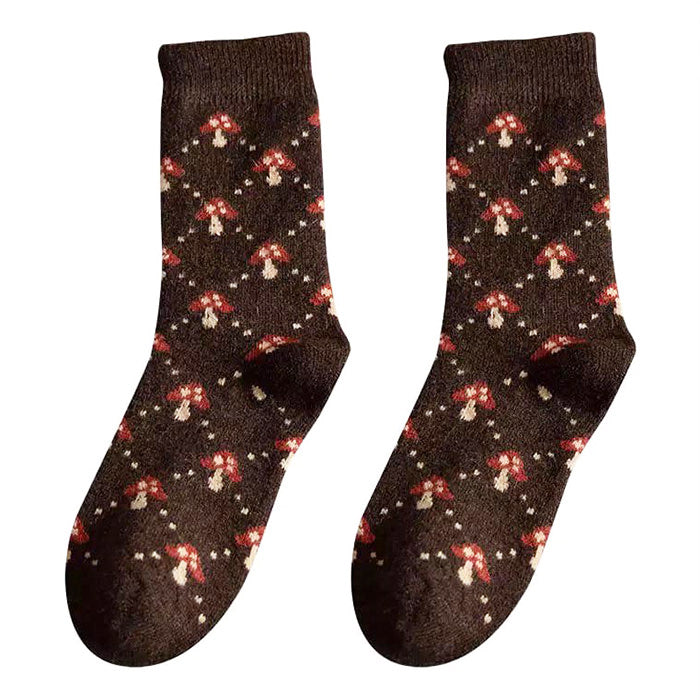 Dark Brown Mushroom Socks