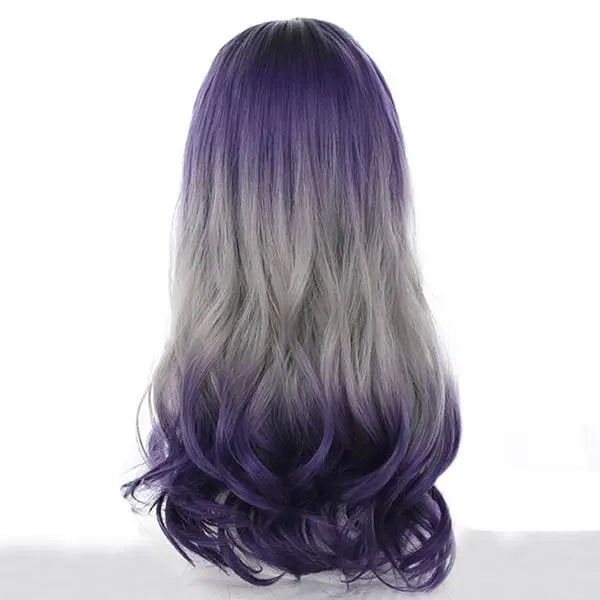 Gradient Purple Grey Wave Long Wig MK14945