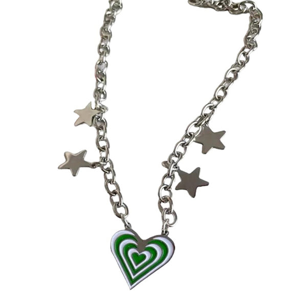 Green Heart Star Necklace