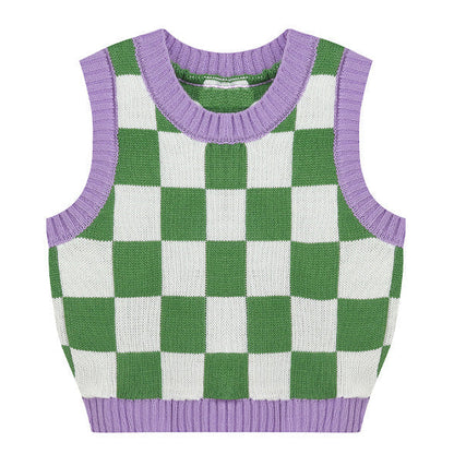 Green Lavender Checkered Vest