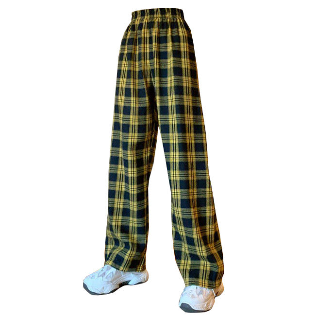 Vintage Casual Plaid Pants