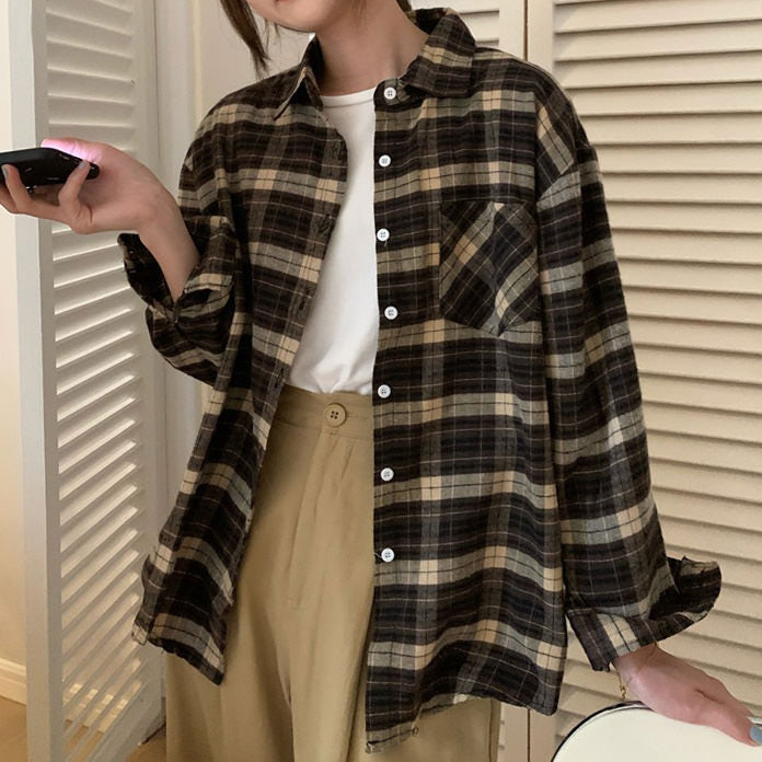 Vintage Dark Plaid Shirt