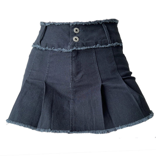 Denim Pleated Skirt