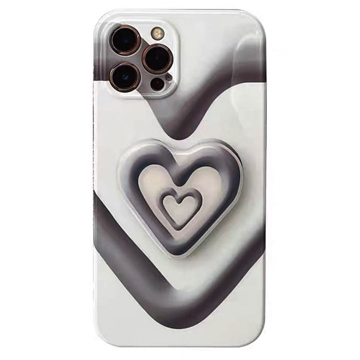 Black with White Heart iPhone Case