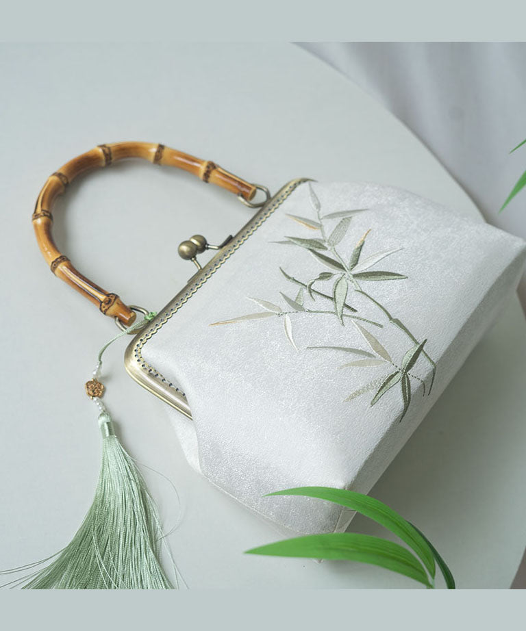 Chinese Tote Embroidery Bag Handmade Bamboo Style New