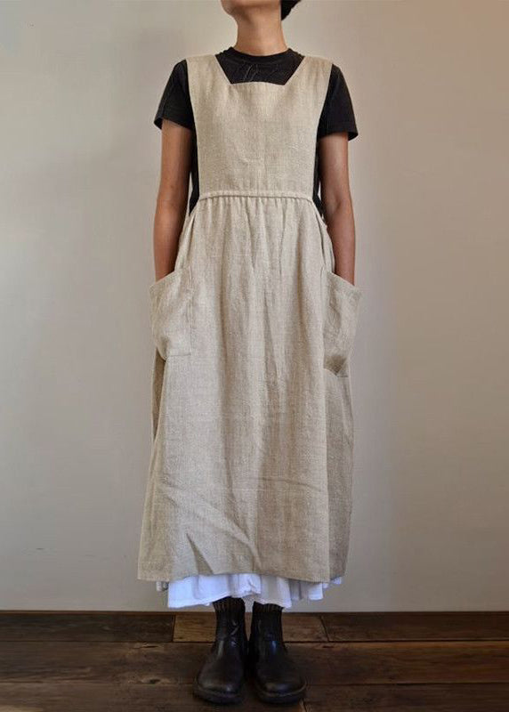Handmade Neck Black Patchwork NeckU U Pockets Summer Maxi Dresses