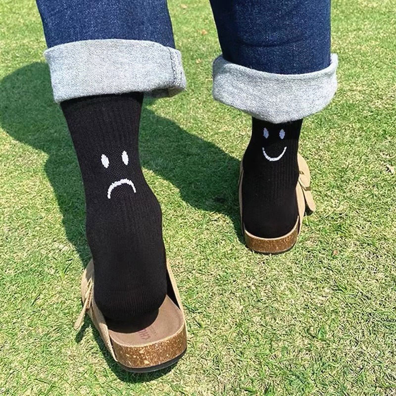 Happy and Sad Face Print Socks