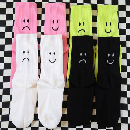 Happy and Sad Face Print Socks