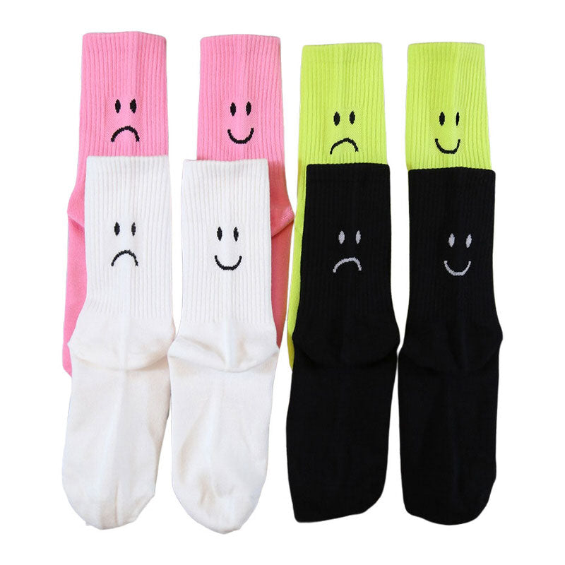 Happy and Sad Face Print Socks