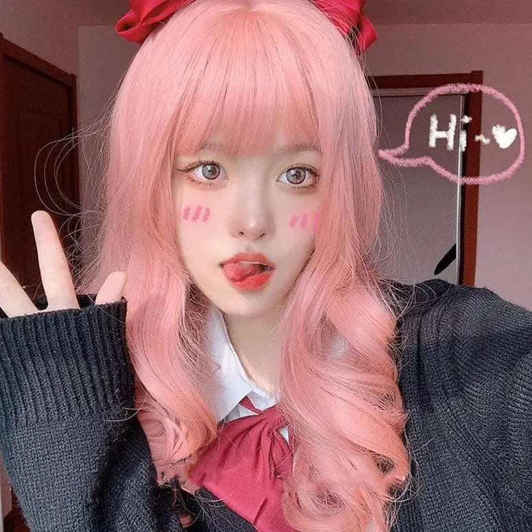 Harajuku Sweet Pink Lolita JK Long Curly Hair MK15773