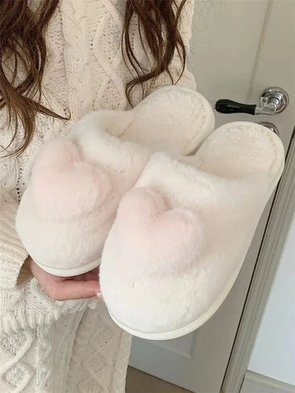 Kawaii Aesthetic Y2K Cute Fairy Heart Plush Cotton Slippers MK Kawaii Store