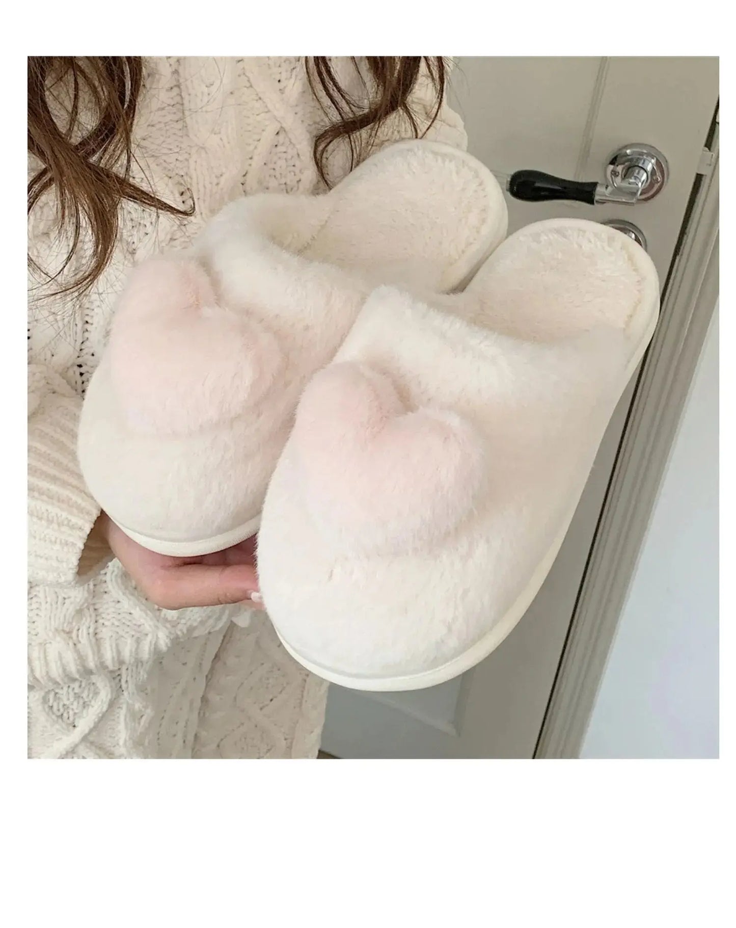 Kawaii Aesthetic Y2K Cute Fairy Heart Plush Cotton Slippers MK Kawaii Store