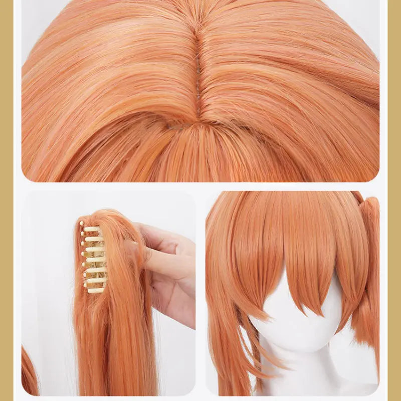 Kawaii Aesthetic Y2K Cute Fairy Honkai Star Rail Guinaifen Orange Side Ponytail Wig ON1187 spreepickyshop