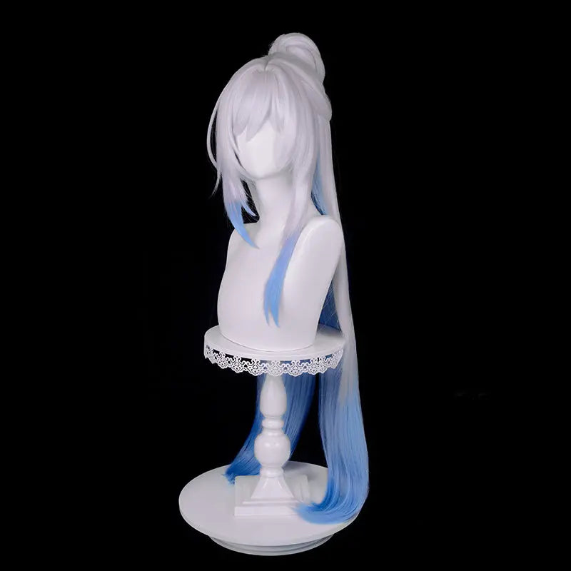 Kawaii Aesthetic Y2K Cute Fairy Honkai Star Rail Jingliu White Gradient to Blue Long Cosplay Wig ON1312 spreepickyshop