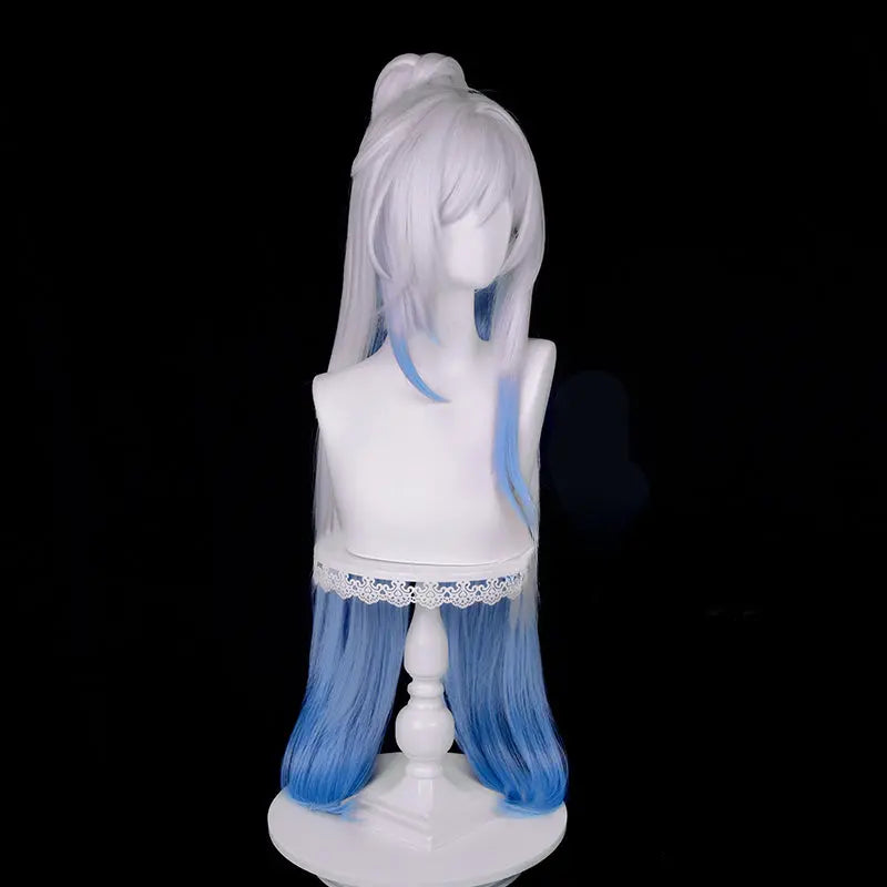 Kawaii Aesthetic Y2K Cute Fairy Honkai Star Rail Jingliu White Gradient to Blue Long Cosplay Wig ON1312 spreepickyshop