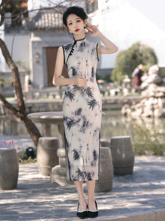 Elegant Bamboo Painting Dress