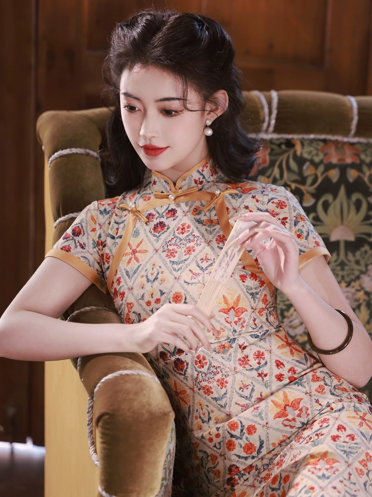 Lattice Floral Cheongsam