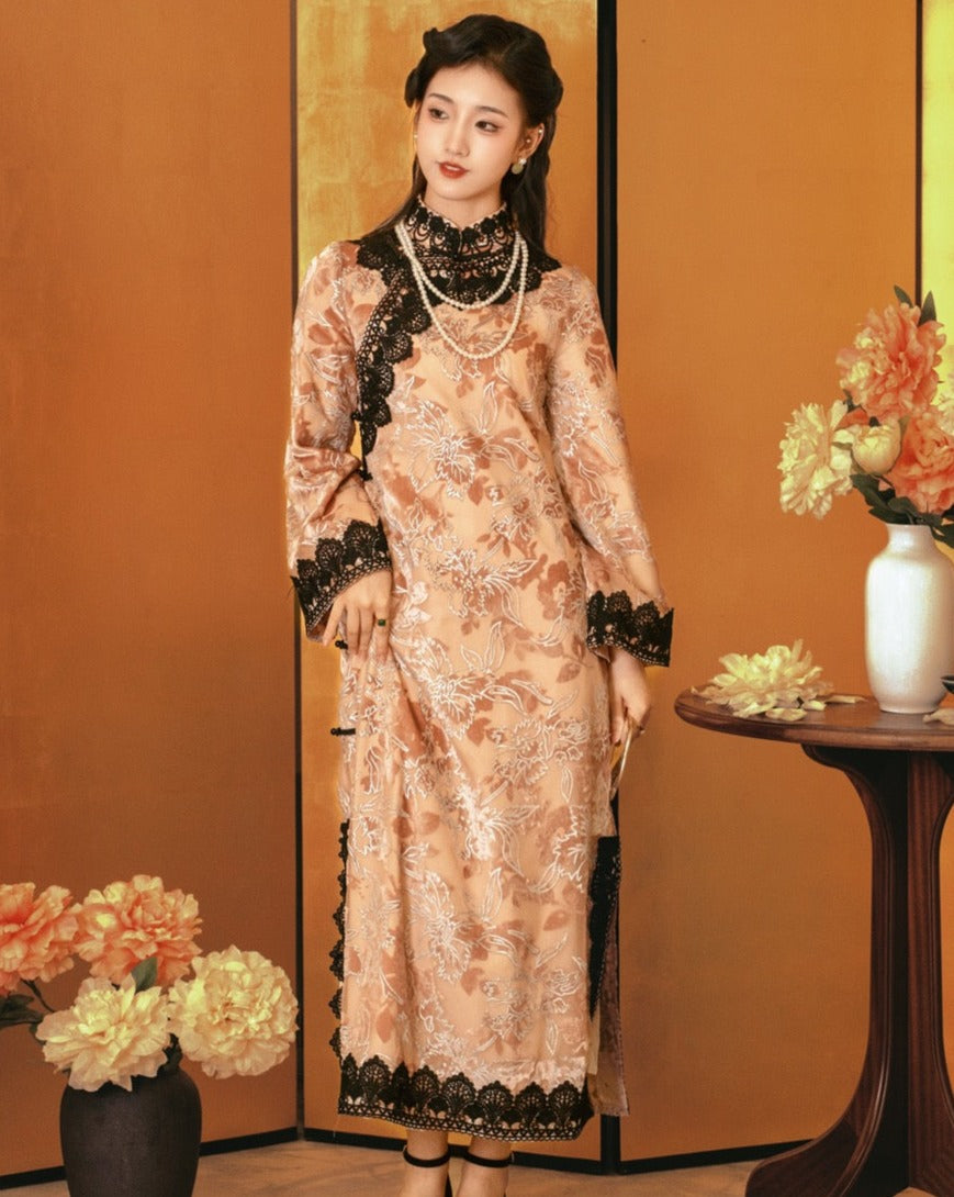 Vintage Floral Cheongsam Dress