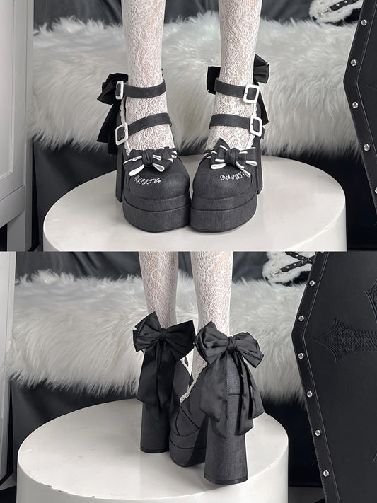 Black Flower Island High Heels