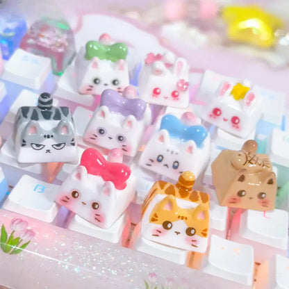 Kawaii Aesthetic Y2K Cute Fairy Individual Cute 3D Cat KeyCap - Kimi MK Kawaii Store