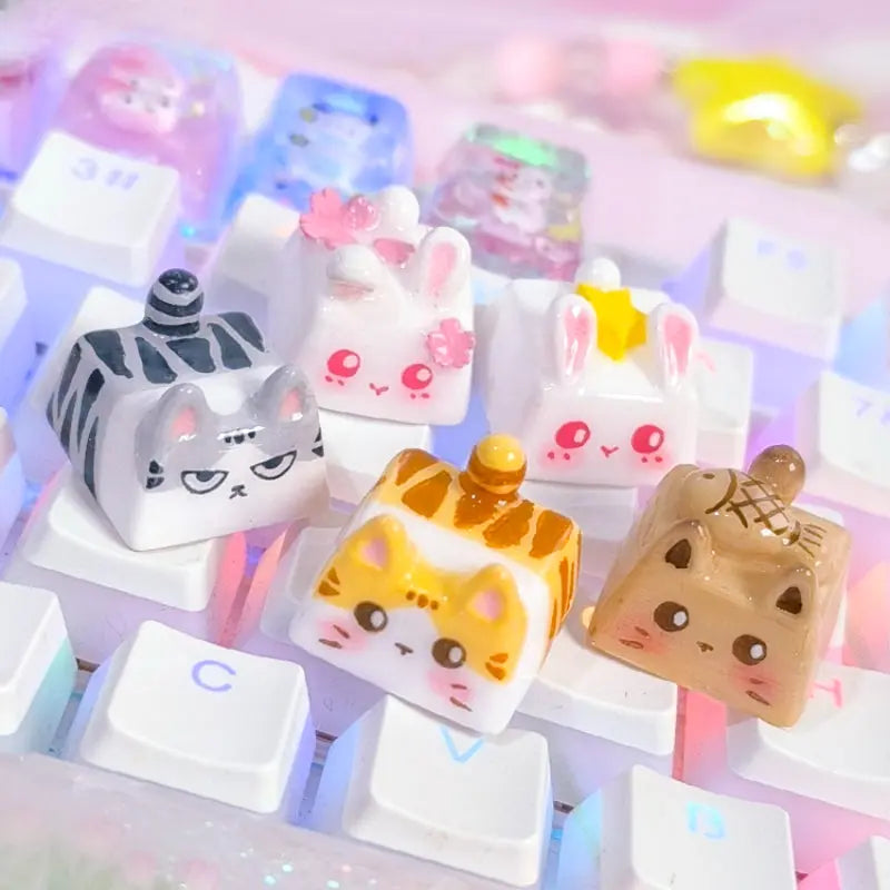 Kawaii Aesthetic Y2K Cute Fairy Individual Cute 3D Cat KeyCap - Kimi MK Kawaii Store