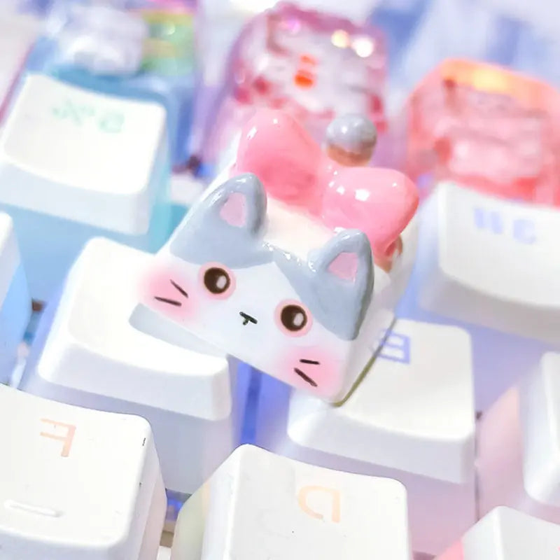 Kawaii Aesthetic Y2K Cute Fairy Individual Cute 3D Cat KeyCap - Kimi MK Kawaii Store