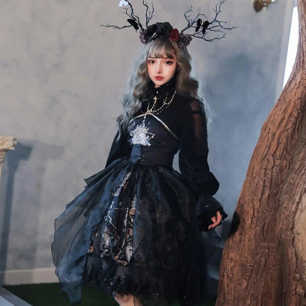 Japanese Fashion Gothic Vintage Lolita Princess Dress MK17503