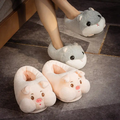 Kawaii Hamster Plush Pig Shark Slippers Stuffed Animal Slippers LIN76