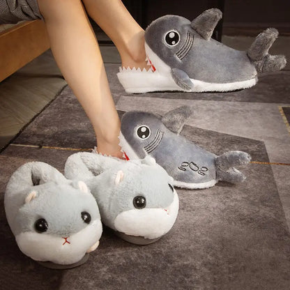 Kawaii Hamster peluche cochon requin pantoufles peluche pantoufles LIN76