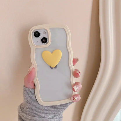 Coque de téléphone en Silicone souple, esthétique coréenne, amour, vague de cœur, pour iPhone 13, 12, 11 Pro, XS Max, X, XR, Simple, mignonne, transparente, ME18 