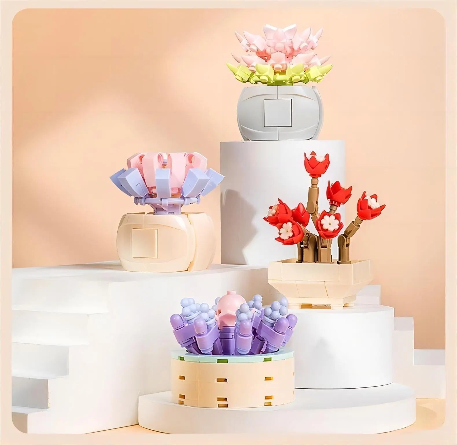 Kawaii Aesthetic Y2K Cute Fairy LEGO Compatible 12 Succulents Assembly Building Blocks MK Kawaii Store