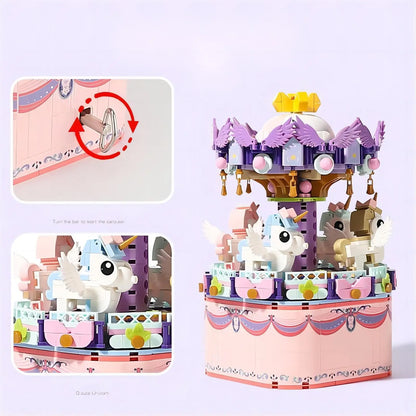 Kawaii Aesthetic Y2K Cute Fairy LEGO Compatible Music Box Carousel Ferris Wheel Assembly Building Blocks MK Kawaii Store