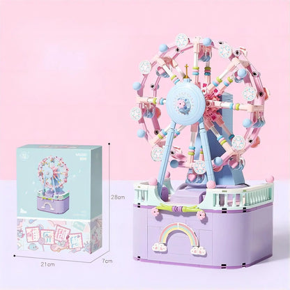 Kawaii Aesthetic Y2K Cute Fairy LEGO Compatible Music Box Carousel Ferris Wheel Assembly Building Blocks MK Kawaii Store