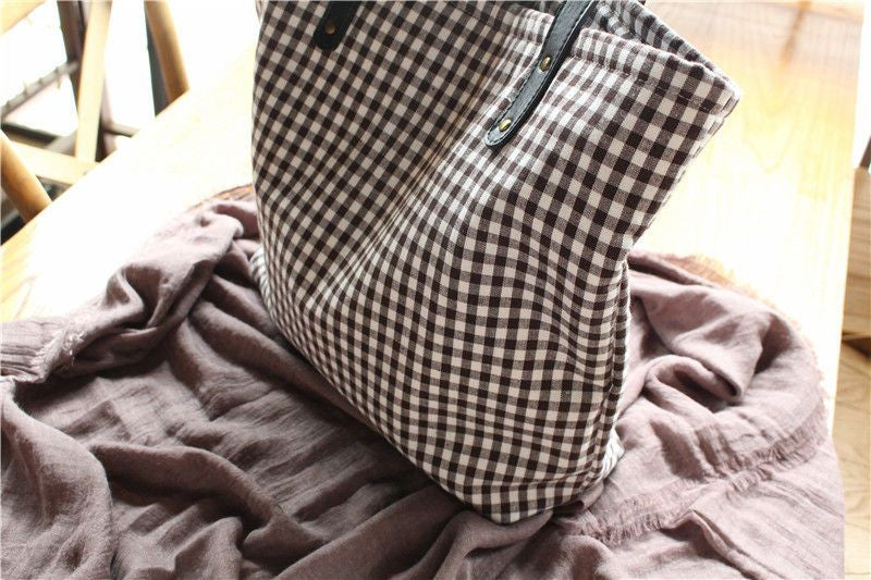 Plaid Canvas Shopper Bag