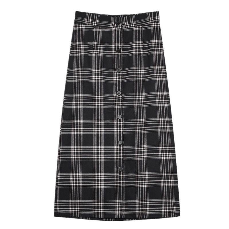 Plaid Midi Pencil Skirt